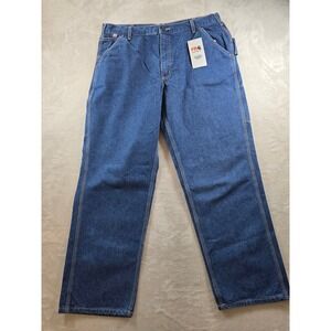 NWT Carhartt Flame Resistant FR Jeans Mens 38x32 Blue Loose Fit Work FRB13